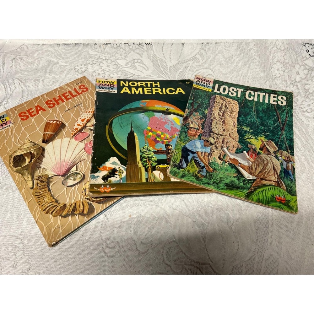 Vintage How and Why Wonder Books Lot of 3 Sea Shells North America Lost Cities
